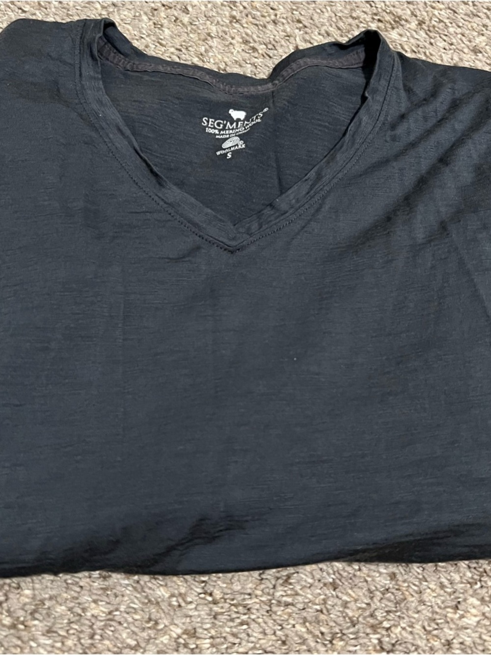 Seg’Ments Women's Gray 100% Merino Wool V-Neck Long Sleeve Tee Size Small - Picture 6 of 9